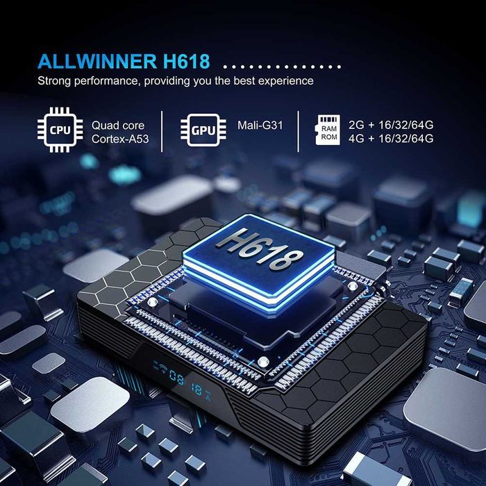 Новая 4К приставка X98H PRO 4/32 (Allwinner H618, 4/32G, Android 12.0, Wi-Fi6, 1G LAN, Bluetooth 5.0, 4K)