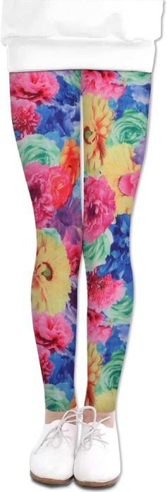 Яркие лосины, легинсы в цветочный принт на девочку