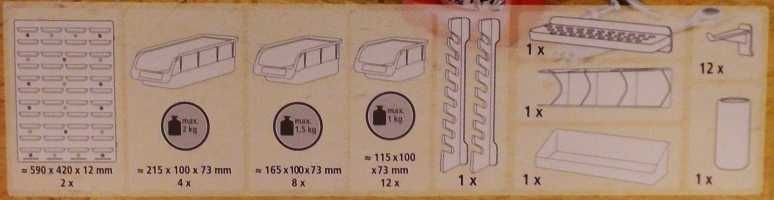 Tablica Ścianka Narzędziowa 2 częściowa + kuwety uchwyty komplet