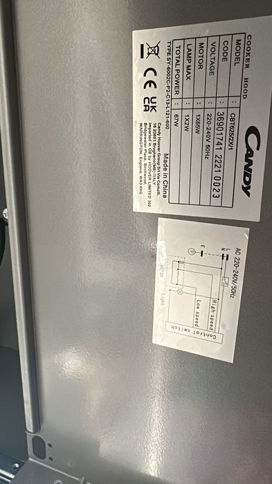 Candy CBT625/2X/1 Exaustor