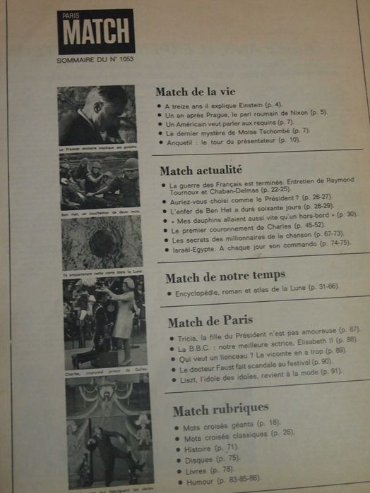 Paris Match número 1053 Julho 1969
