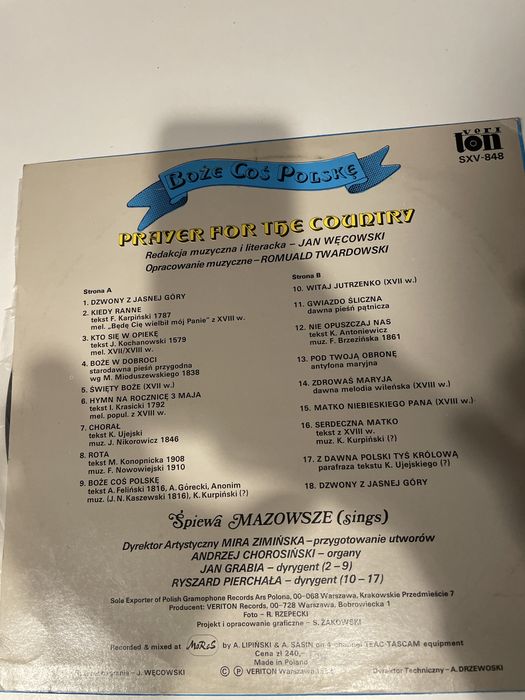 Winyl Mazowsze Częstochowa Boże coś Polskę Patriotyczne Religijne