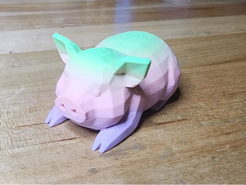 Porco Gordo Estilo Low Poly