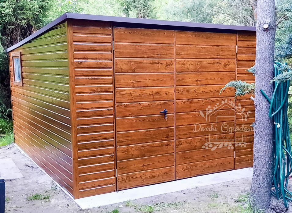 SCHOWEK DOMEK OGRODOWY 3m x 4m spad tył   okno drewnopodobny ID135
