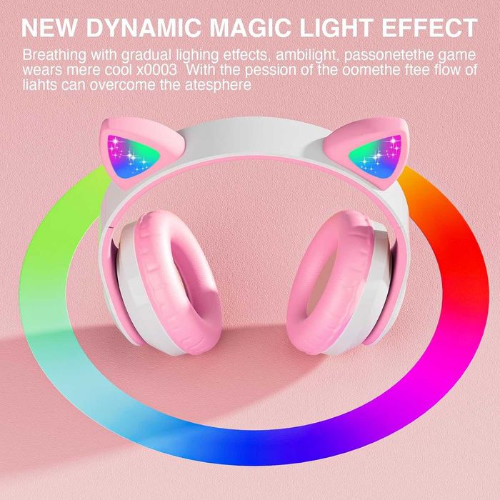 OHAANYY OH-51 Kocie słuchawki bezprzewodowe Bluetooth RGB LED