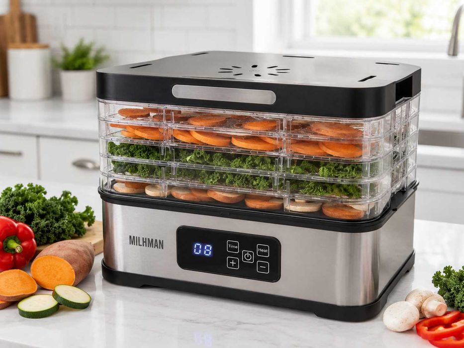 Nowa Suszarka Do Grzybów Owoców Warzyw Żywności 400W 5 Sit Timer 24H Termoobieg Regulacja 35-70°C Dehydrator