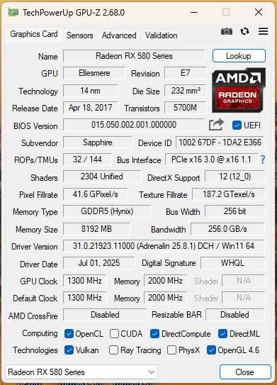 GPU Sapphire Nitro Plus Radeon RX 580 8GB GDDR5