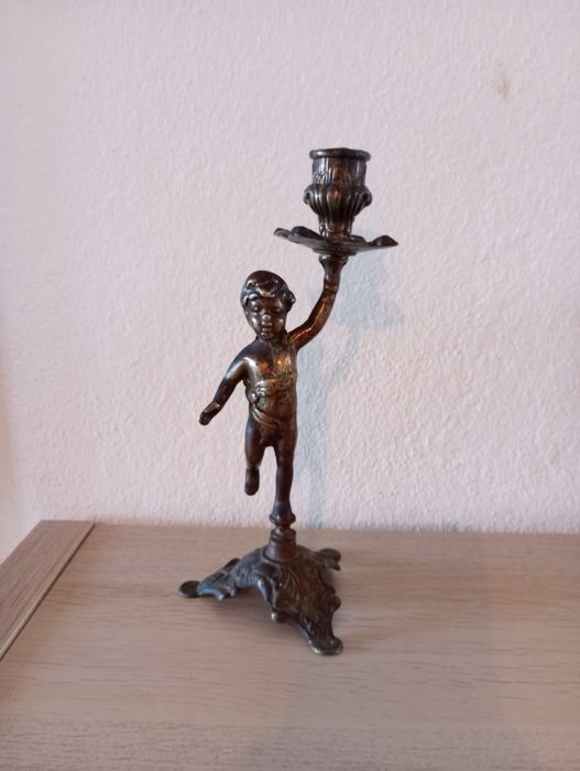 Castiçal Porta Velas em Bronze Vintage