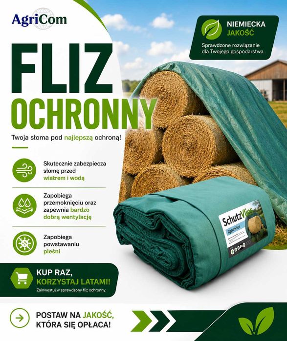 Fliz, agrowłóknina, włóknina sposób na przechowywanie bel siana, słomy