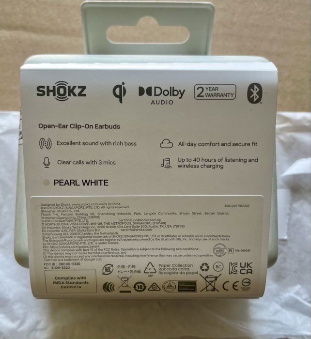 Sluchawki Shokz OpenDots 2 biala perla i czarne