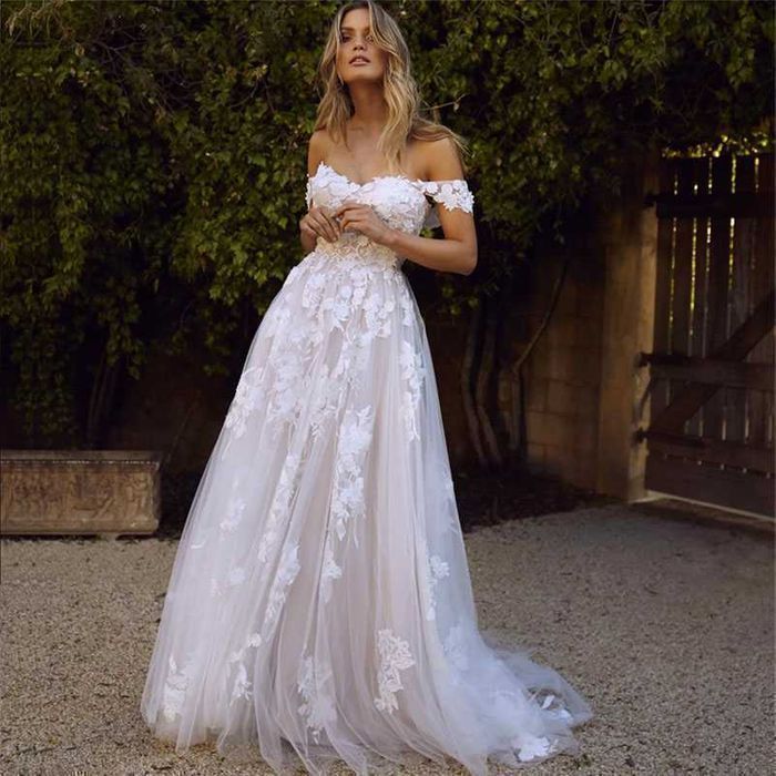 Suknia ślubna #18 boho dekolt serce ivory beż linia A rozmiar 40 L