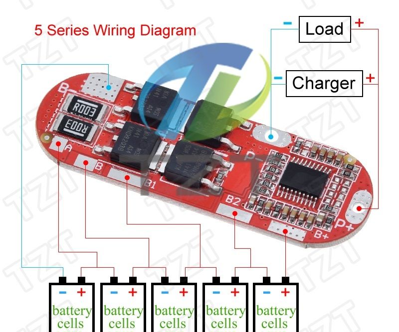 3S/4S/5S Li-ion та LiFePO4 18650 Charger BMS 25A/100A