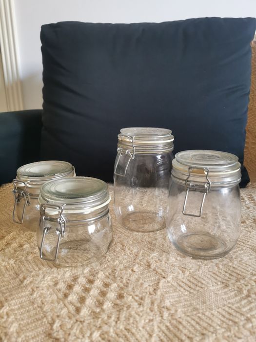Conjunto de 4 Frascos Herméticos em Vidro