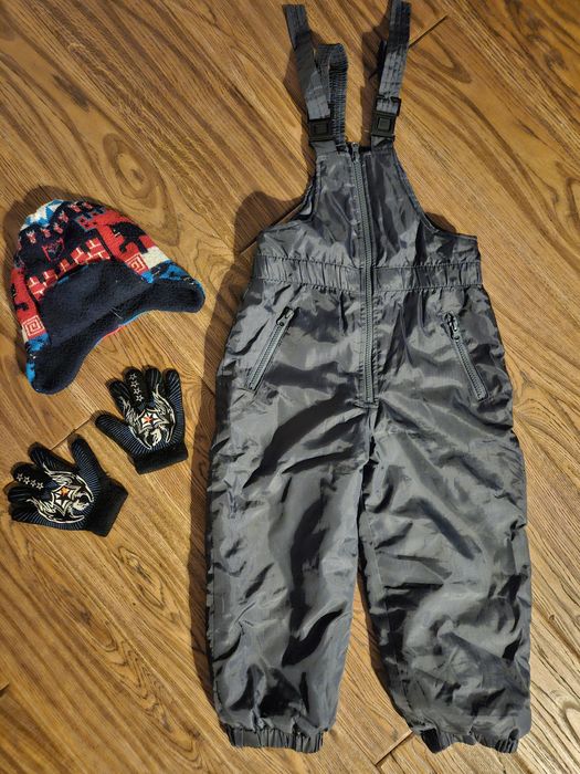 Spodnie narciarskie, rękawiczki i czapka dla 4-6 latka