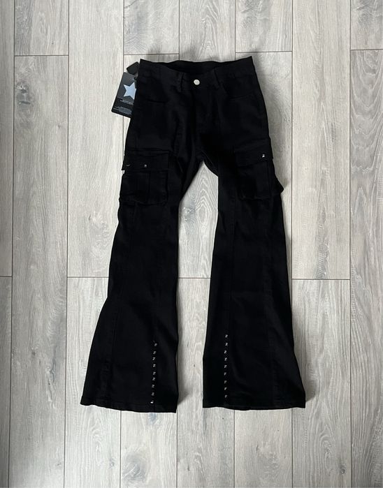 flared jeans штаны клеш джинси чорні