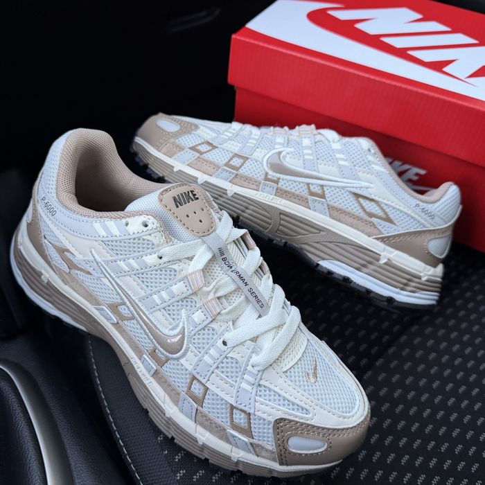 Жіночі чоловічі кросівки найк бежеві  Nike P - 6000 Beige White