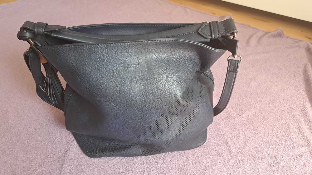 Torba na ramię shopper granatowa