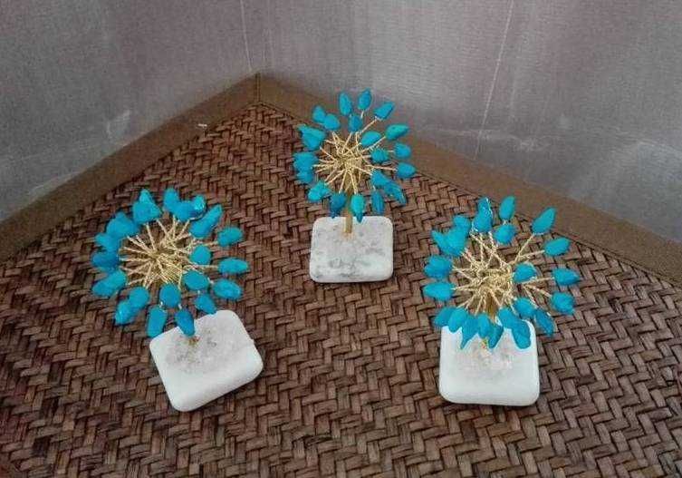 TURKMENIT mosiądz - drzewko szczęścia, wysoki ok 8 cm, bibelot kominek