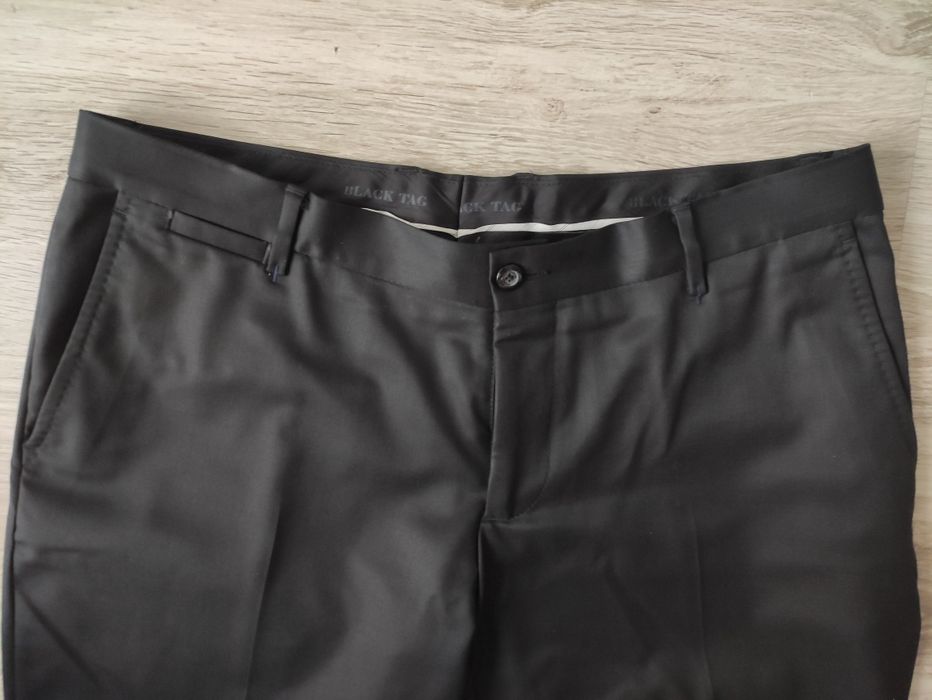 Spodnie garniturowe czarne 42 Zara Man gładkie zap. na zamek garnitur