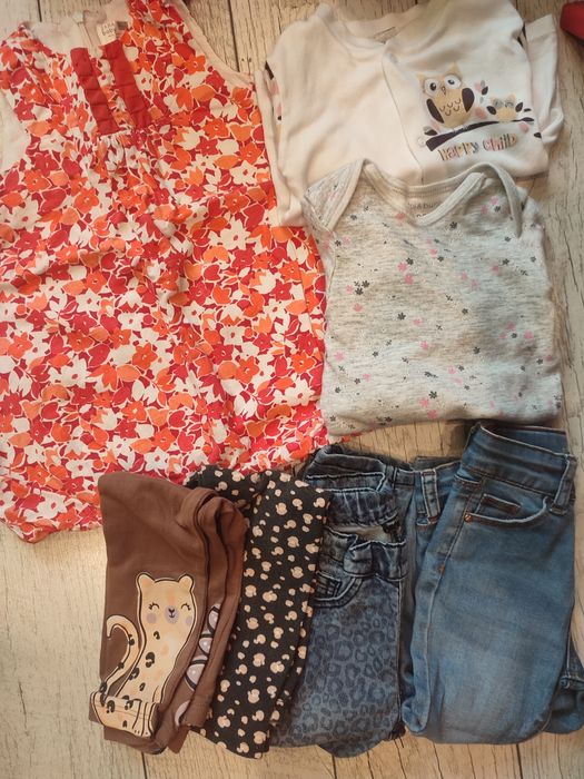 Paka ubrań 86 dla dziewczynki,st.b. dobry-16 szt. sukienka 86,jeansy86