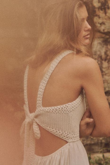 Вязаное комбинированое платье zara с вышивкой М-L