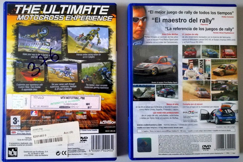 Jogos Playstation 2 - C. McRae Rally 3 + Motocross MTX Mototrax