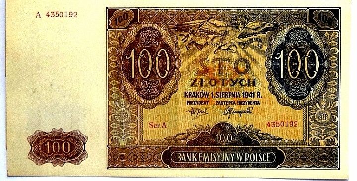 Banknot GG 100zl 1941r seria A
