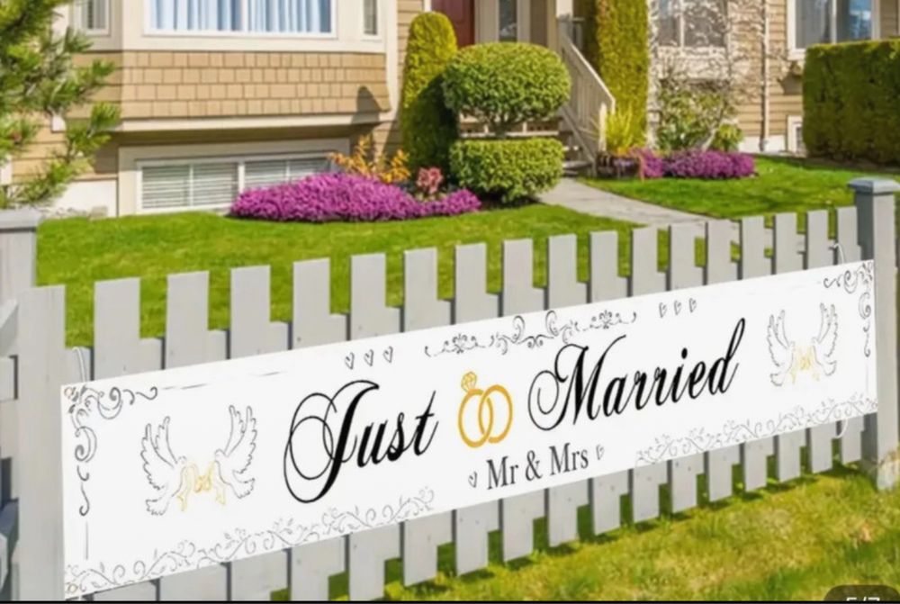 Baner dekoracyjny „Just Married” nowy