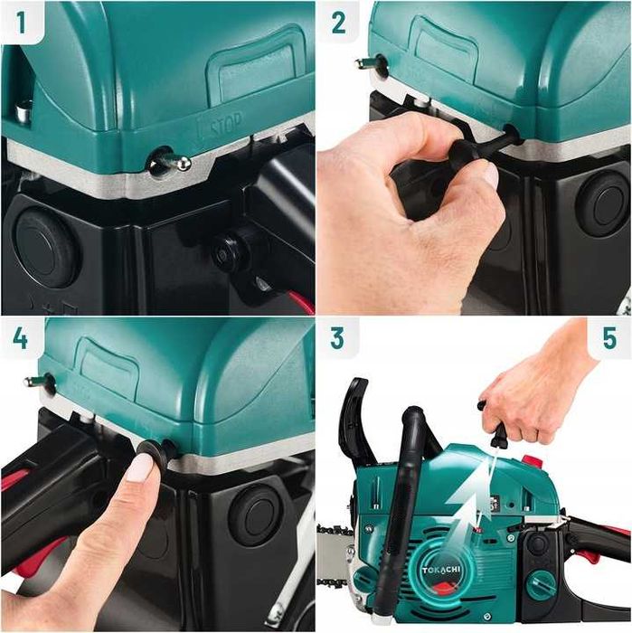 ZESTAW Mocna Piła Spalinowa Pilarka łańcuchowa 5,7KM do drewna 58cm3