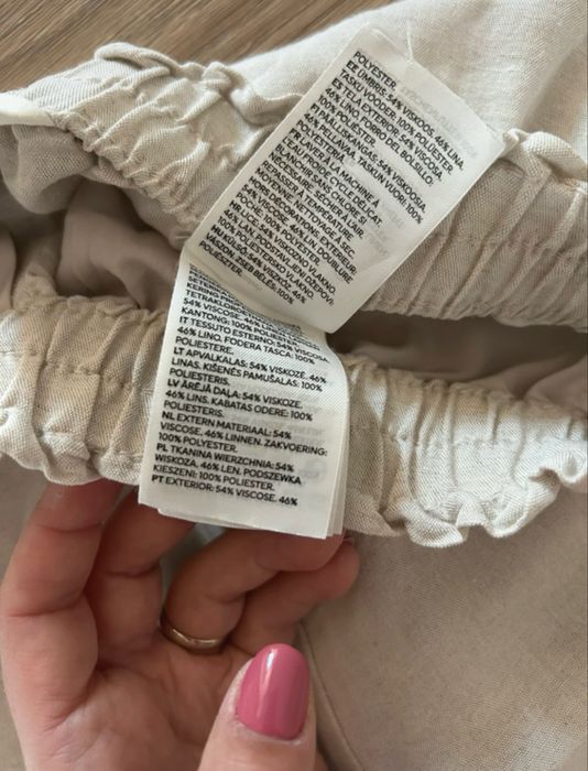 Lniane beżowe spodnie h&m
