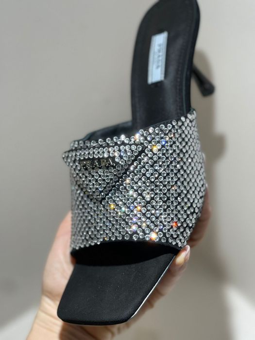 Prada Swarovski cristal mules klapki PRADA kryształki r.40
