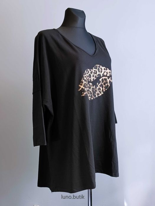 Tunika plus size rozmiar 56/58 USTA kolor CZARNY
