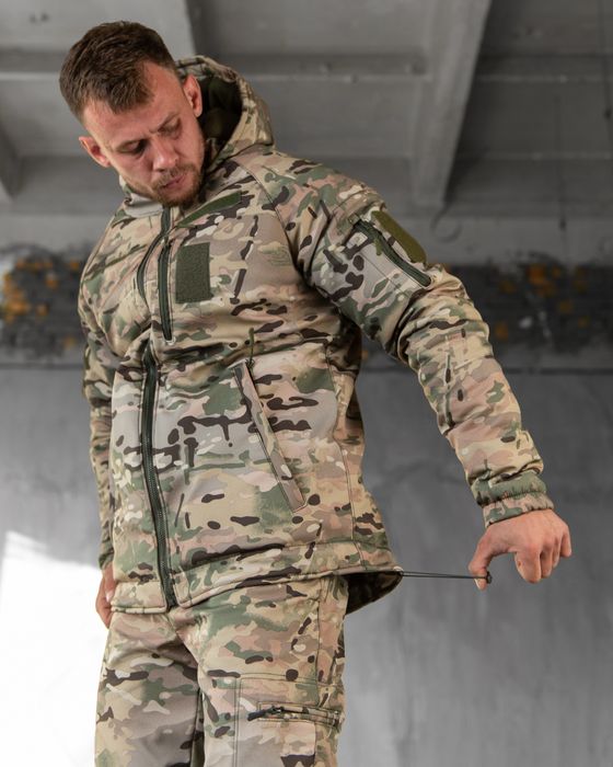 Мультикам костюм зимний военный софтшел утепленная форма бушлат штаны