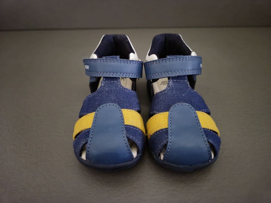 Geox - sandały "Elthan" w kolorze granatowym i żółtym-21. Stan idealny