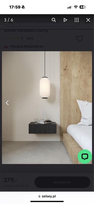 Szafka nocna wisząca stolik wiszący czarny