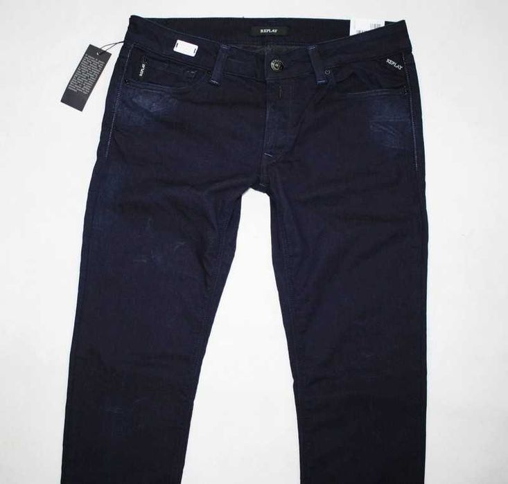 Damskie jeansy Replay Luz - Power Stretch - granatowe rurki - W26/L32
