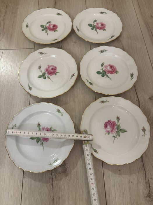 Miśnia Talerze deserowe czerwona róża