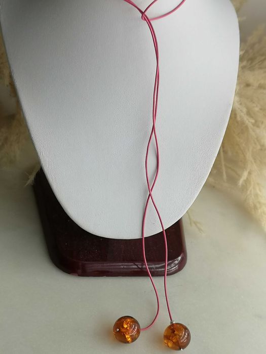 naszyjnik szalik z bursztynem