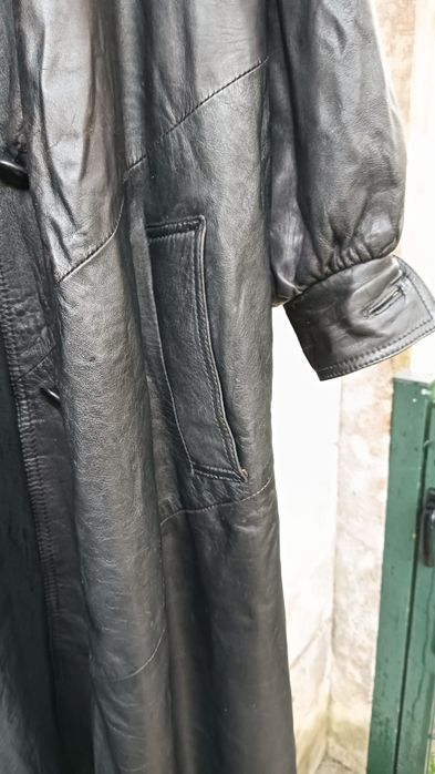 Trench Coat longo vintage em couro