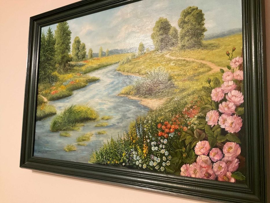 Piękny olejny obraz 70x100cm + rama