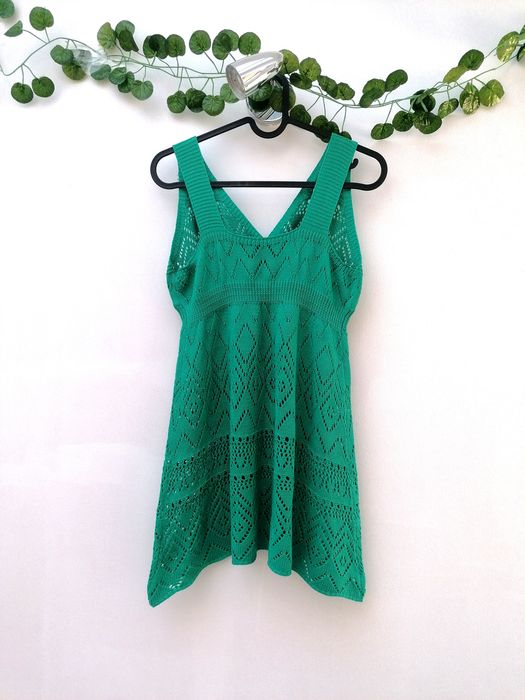 Camisola Verde Crochê de Alças