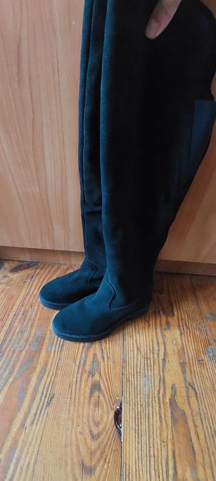 Сапоги-ботфорти замшеві