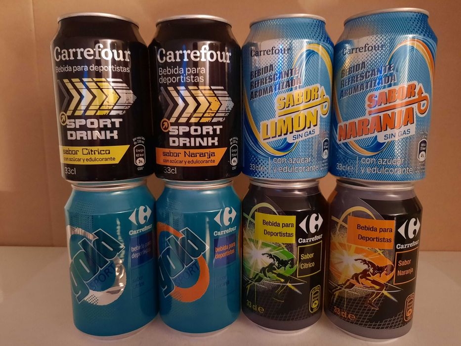 Lote de 110 latas de bebidas diversas - Carrefour, DIA