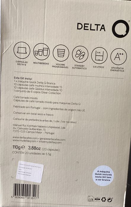 Máquina de cafe Delta Q Quick NOVA + com 50 capsulas de cafe de oferta + 6 copos Delta Q