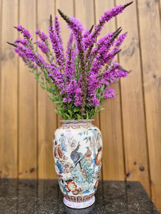 Wazon malowany kwiaty pawie 32 cm #1143 Stylowy Węgrów