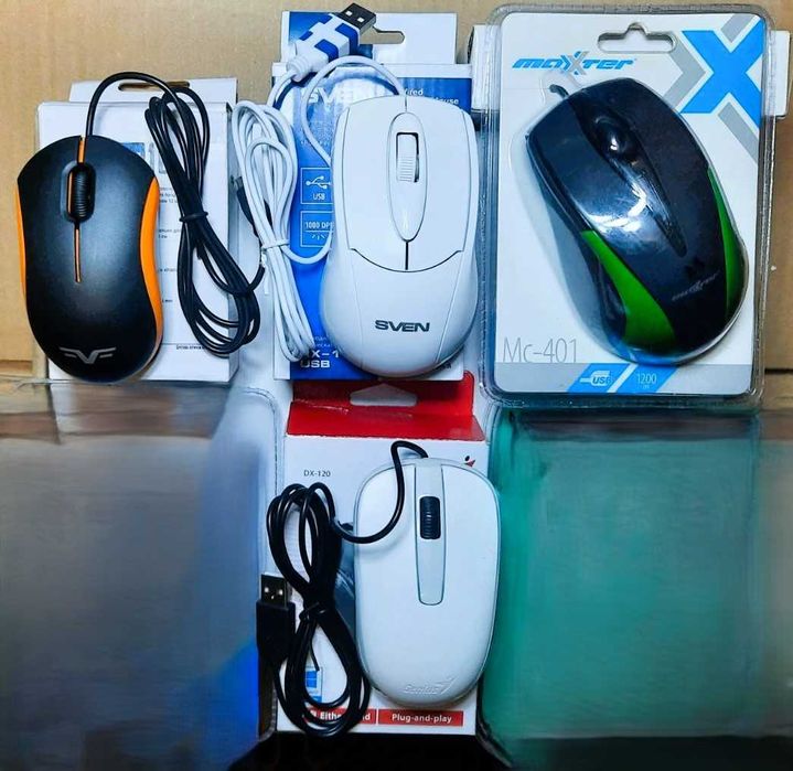 Мыши компьютерные USB проводные новые от 85 до 225 грн.