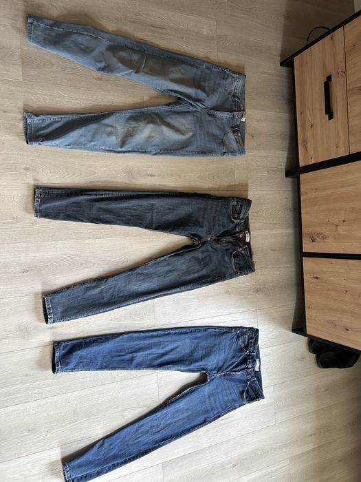 Spodnie jeansowe damskie skinny, push up roz L Zara, Bershka, House