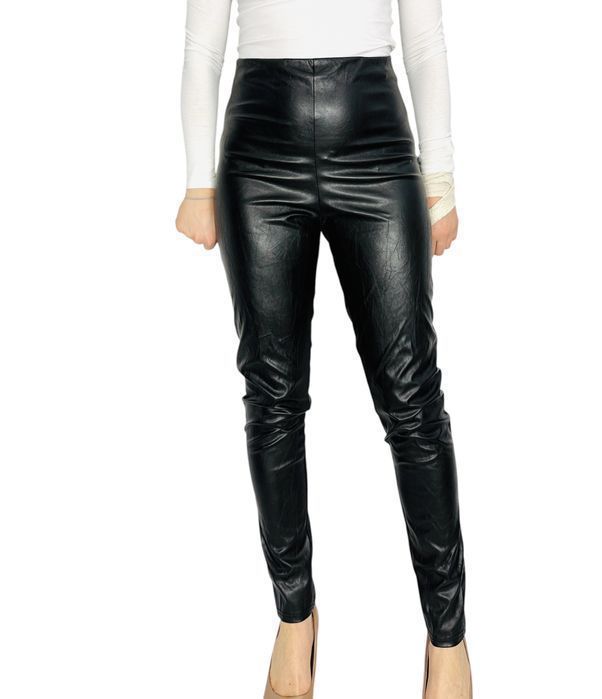 Czarne legginsy skórzane wysoki stan M 38