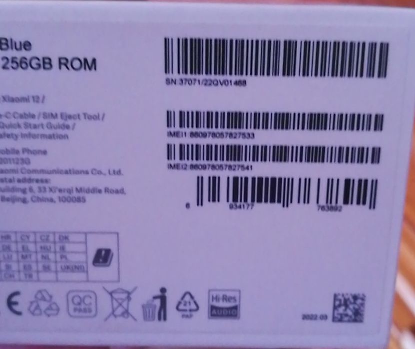 Xiaomi Mi 12 256 GB COMO NOVO