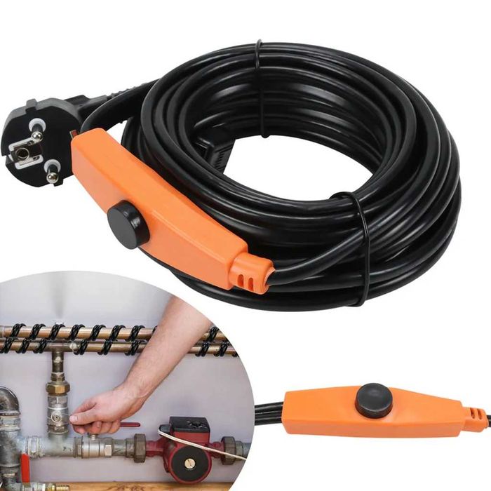 Kabel grzewczy przewód grzejny do ochrony rur z TERMOSTATEM